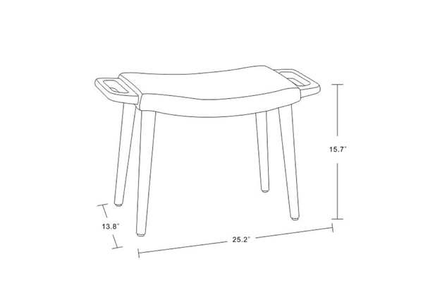English Elm Geta Solid Wood Linen Weave Accent Ottoman with Stain-Resistant Fabric, Walnut Frame, Handles Yellow B365P397877