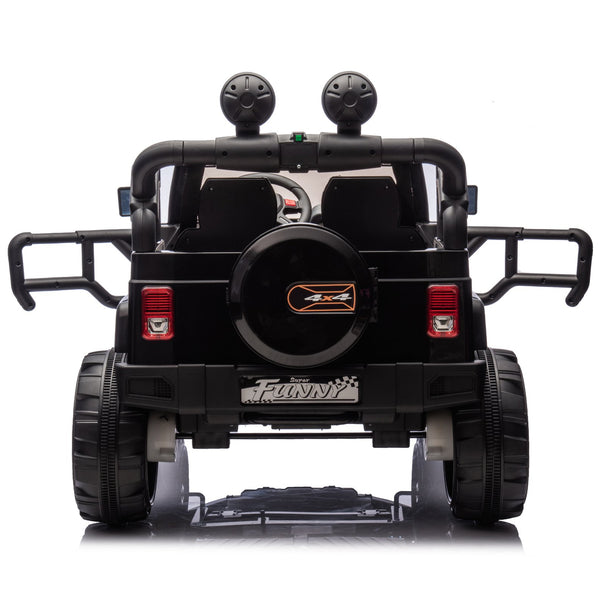 English Elm 24v Kids Electric Ride on Car with Parental Remote Rear Suspension and Bluetooth Audio Black W1578P228743