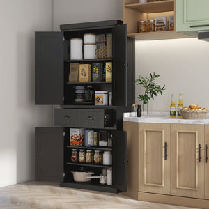 English Elm Homcom 72" Kitchen Pantry - Stylish Freestanding Storage Cabinet With Adjustable Shelves & Drawer W2225S00055