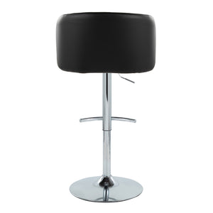 English Elm Adjustable Swivel Barstools with Chrome Base and Faux Leather Seats for Kitchen or Bar Set of 2 B202S01970