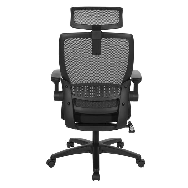 OSP Home Furnishings Mesh Back Ergonomic Manager Chair with Adjustable Headrest Lumbar Support for Home Office EM65151HR-3