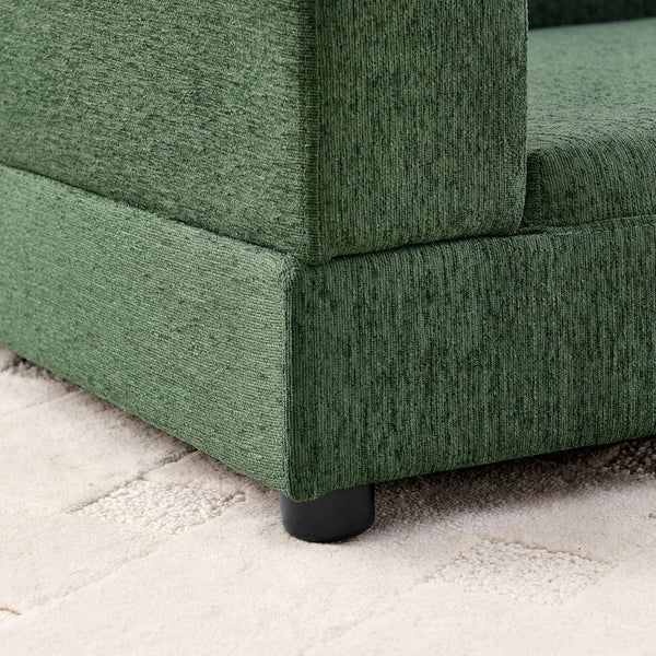 English Elm Comfortable Linen Upholstered Pet Sofa with Backrest and Armrests for Large Dogs Olive Green W487P430317