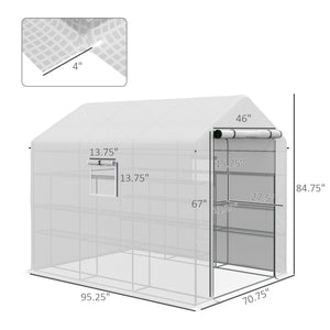 English Elm Outsunny Walk-in Garden Greenhouse Steel Frame Uv Cover 18 Shelf Ventilated Growing Space W2225P229466