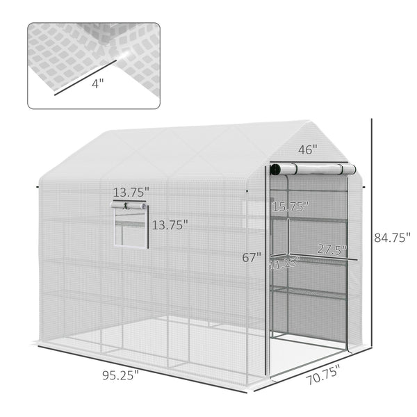 English Elm Outsunny Walk-in Garden Greenhouse Steel Frame Uv Cover 18 Shelf Ventilated Growing Space W2225P229466