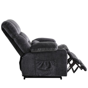 English Elm Dual Motor Large Power Lift Recliner Chair with Waist Kneading & Heat, Extended Footrest, USB Ports Grey W1521S00072