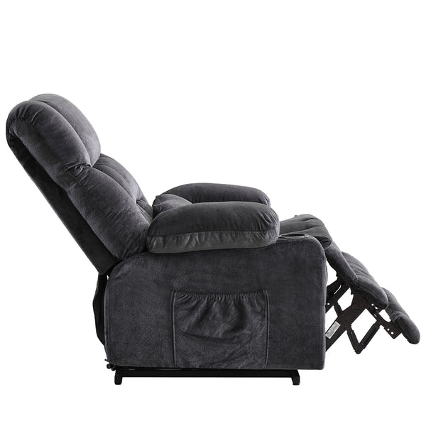 English Elm Dual Motor Large Power Lift Recliner Chair with Waist Kneading & Heat, Extended Footrest, USB Ports Grey W1521S00072