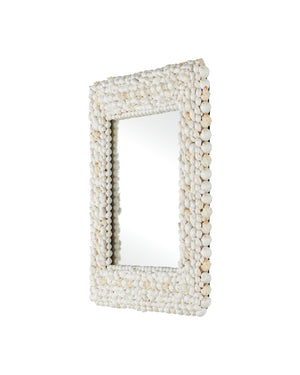 Currey & Company Piddock Square Mirror - Handcrafted Coastal Elegance With Seashell Frame For Stunning Wall Decor White Shell ,Glass 1000-0164-currey-company