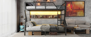 English Elm Queen Over Solid Pine Bunk Bed with Built in Shelves and Tray for Guest Rooms W5305S00013