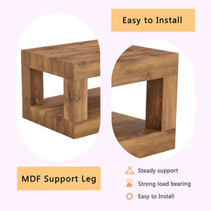 English Elm Modern Two Tier Rectangular Coffee Table with Open Shelf for Living Room Storage W3875P389550