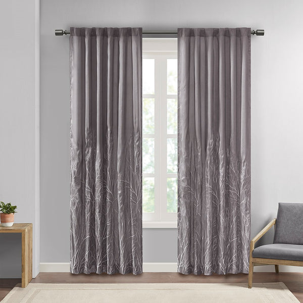 English Elm Curtain Madison Park Andora Faux Silk Embroidered Tree Branch Panel Lined Rod Pocket Back Tabs 50x84 Grey 3 L x 10.04 W x 7.09 H B03598038
