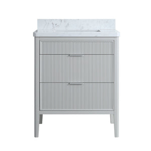 English Elm Fully Assembled 30'' Grey Freestanding Bathroom Vanity With Marble Top & Dual Handle Sets - Ready To Use! W1826P308972