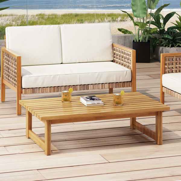 English Elm Christopher Knight Home® - NOVA Teak Coffee Table – Acacia Wood Slat Top with Sleek Sled Base, Durable Outdoor-Ready Design 68368.00
