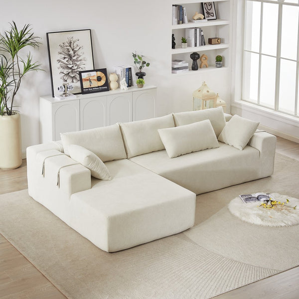 English Elm Modern Chenille Modular Sectional Sofa Couch Set - L-Shaped Design With 6 Pillows For Cozy Living W834S00398