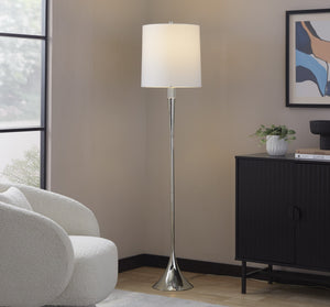 English Elm Metal Floor Lamp Pair Cast Iron Base Crystal Accents Linen Shade Living Room Decor B202P471648