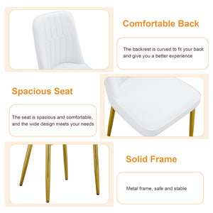English Elm Table and Chair Set Marble Glass Top Gold Legs Pu Leather Seats Modern Dining Black,White+Gold W1151S04651