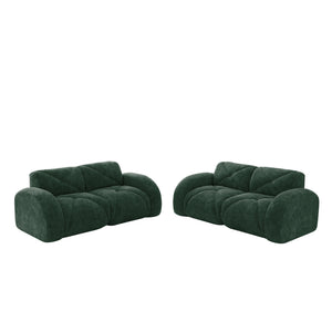 English Elm 2-piece Modular Velvet Sofa Set with Tufted Cloud Cushions for Modern Living Rooms Green W714S01640