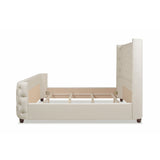 English Elm Brooklyn King Tufted Panel Bed Headboard and Footboard Set, Light Beige Linen