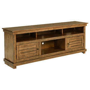 English Elm Castleton Farmhouse Media Console with Open Shelving and Concealed Storage for Large Rooms B062P451645
