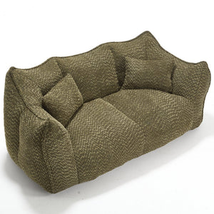 English Elm Soft Plush Foam Beanbag Chair for Two People, Square Recliner Sofa With Superfiber Comfort Embrace Olive Green W1996P252273