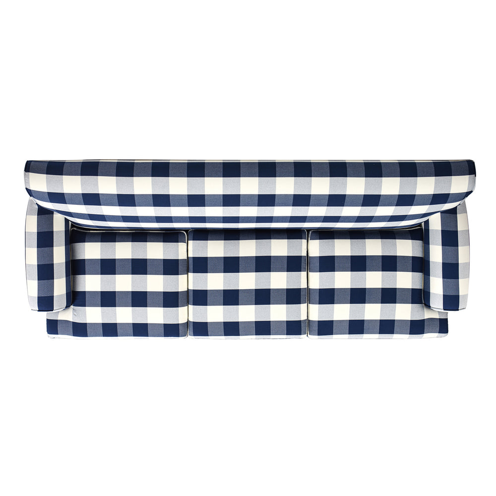 English Elm Jennifer Taylor Home - Alana Three-Cushion Tightback Sofa In Elegant Blue Lattice Woven Fabric For Timeless Style & Comfort B2719P238315