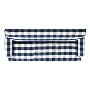 English Elm Jennifer Taylor Home - Alana Three-Cushion Tightback Sofa In Elegant Blue Lattice Woven Fabric For Timeless Style & Comfort B2719P238315