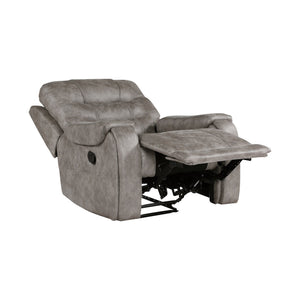 English Elm Grayish Brown Microfiber Reclining Sofa Set Three Piece Plush Living Room Suite B011S01263