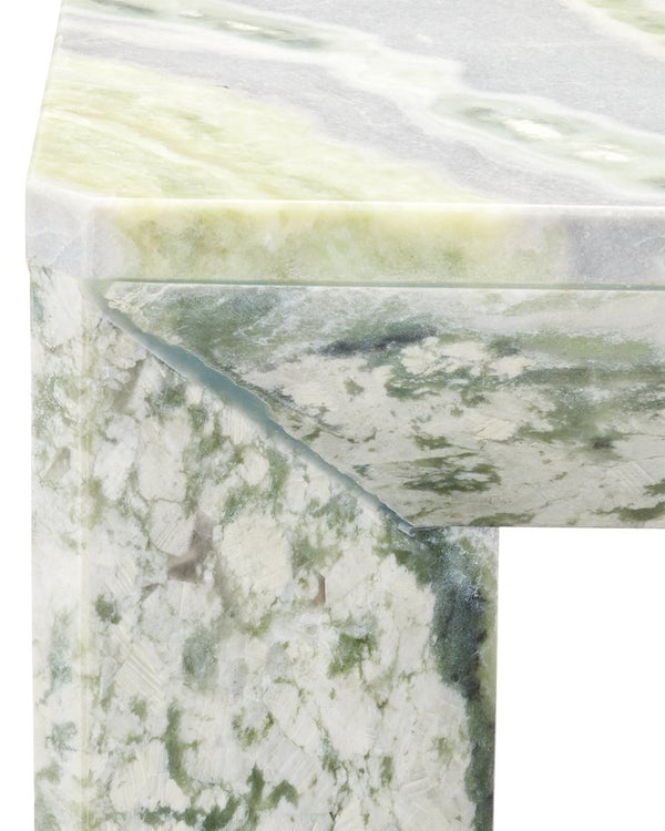 Currey & Company Minerale Green Onyx Accent Table - Unique Natural Stone Design With Striking Veins And Elegant Finish Green Green Onyx Marble 3000-0326-currey-company