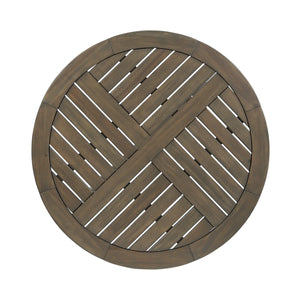 English Elm Hermosa Outdoor Round Acacia Wood Bistro Table Slatted Hardwood Patio Accent 57522.00GRY