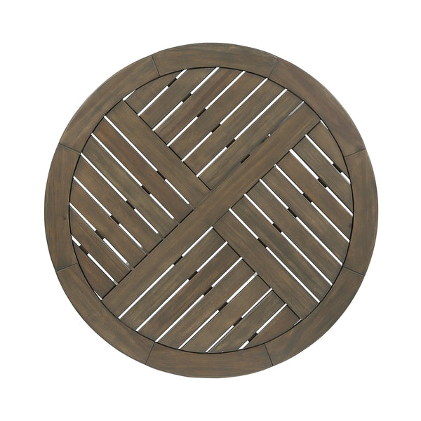 English Elm Hermosa Outdoor Round Acacia Wood Bistro Table Slatted Hardwood Patio Accent 57522.00GRY