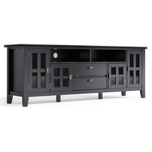 English Elm Artisan 72" Black Tv Media Stand - Elegant Solid Wood Design With Glass Doors & Ample Storage Space B136P158698