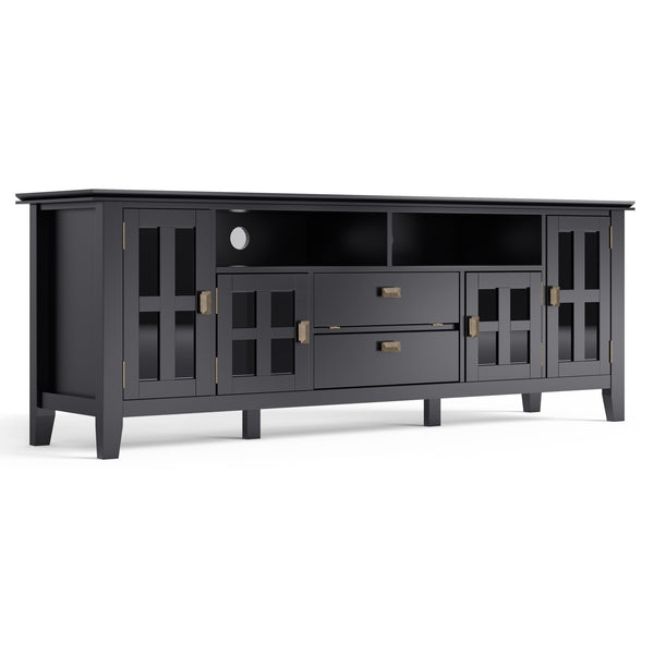 English Elm Artisan 72" Black Tv Media Stand - Elegant Solid Wood Design With Glass Doors & Ample Storage Space B136P158698