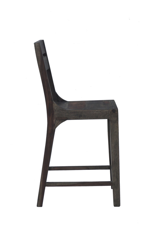 Porter Designs Porter Fall River Solid Sheesham Wood Counter Height Dining Chair Set Of 2 In Black Walnut Finish Gray Wood 07-117-11-1404o