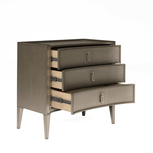A.R.T. Furniture Cove Nightstand: Glam Transitional Design With Usb Chargers, 3 Drawers & Elegant Concave Face Finish Grey Rubberwood Solids,Primavera Veneers,Metal 349141-2743