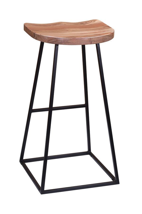 Porter Designs Clement Solid Acacia Wood Bar Stool With Sleek Design And Comfortable Scooped Seat Natural Wood 07-196-11-2097