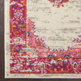 Nourison Passion PSN03 Machine Made Power-loomed Ornamental Border Indoor Only Bohemian Vintage Rug Ivory,Fuchsia, Pink and White 100% Polypropylene 99446259721