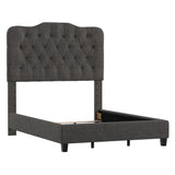 Homelegance By Top-Line Cosette Adjustable Diamond Tufted Camelback Bed Black Linen