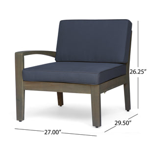 English Elm Grenada Outdoor Modular Sectional Solid Acacia Wood Slatted Patio Sofa Set Dark Grey 63887-66388.00-63699.00GRY