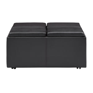 Homelegance By Top-Line Monti Upholstered Storage Ottoman Dark Brown Faux Leather