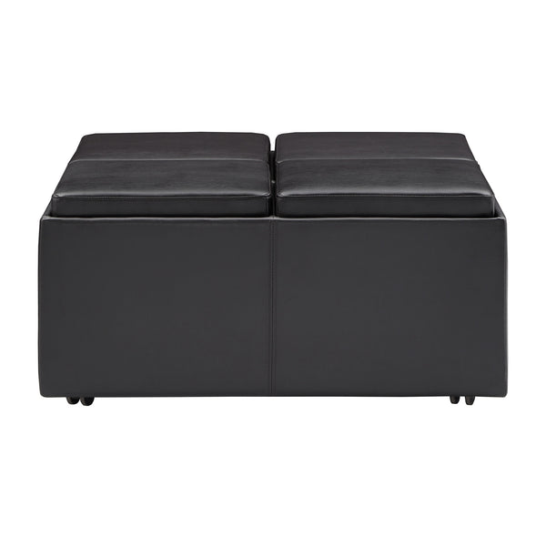 Homelegance By Top-Line Monti Upholstered Storage Ottoman Dark Brown Faux Leather