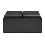 Homelegance By Top-Line Monti Upholstered Storage Ottoman Dark Brown Faux Leather