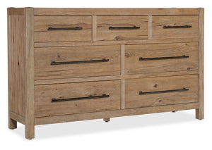 Hooker Furniture Vineyard Seven-Drawer Dresser In Sonoma Pecky Hickory & White Oak — Cedar-Lined, Felt-Lined, Rustic Crafted 6952-90002-80