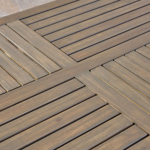 English Elm Ectangular Solid Acacia Outdoor Dining Table Slatted Top Seats Six Patio Gatherings 57488.00GRY