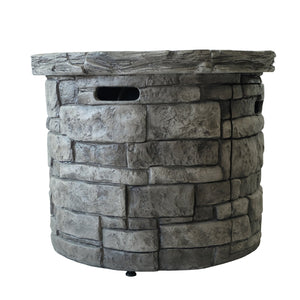 English Elm 30" Round Mgo Gas Fire Pit 40000 Btu Outdoor Patio Sculptural Matte Gray Finish 61099.00-40K