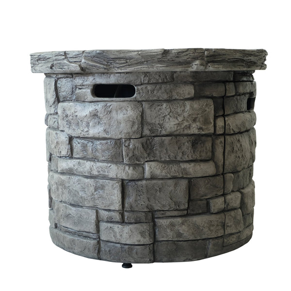 English Elm 30" Round Mgo Gas Fire Pit 40000 Btu Outdoor Patio Sculptural Matte Gray Finish 61099.00-40K