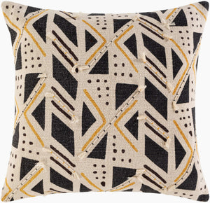 Surya Binga 20" X 20" Bohemian Global Accent Pillow With Exotic Embroidery – Elevate Your Space! Cream Cotton,Cotton Bga001-2020d
