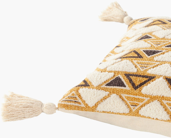 Surya Binga 14"L X 22"W Elegant Lumbar Pillow – Global Inspired Design For Eclectic Home Décor Charm! Mustard Cotton,Cotton Bga002-2214