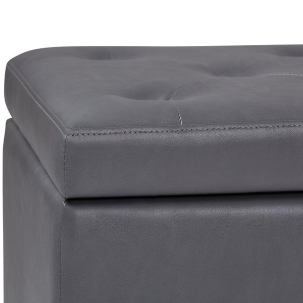 English Elm Hamilton - Versatile Stone Grey Storage Ottoman With Tufted Detailing For Stylish Home Organization B136P158173