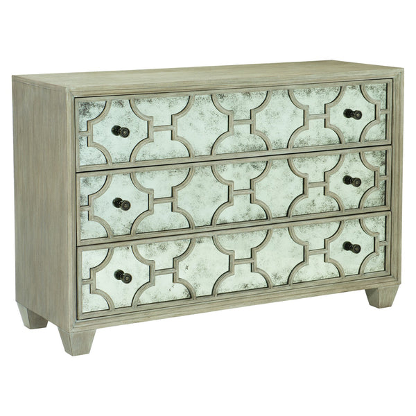 Bernhardt Bernhardt Santa Barbara Three-Drawer Chest With Antiqued Mirrored Fronts, Cerused Oak Sandstone Finish 385116