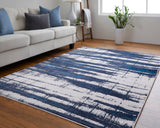 Feizy Rugs Indio Polyester/Polypropylene Machine Made Industrial Rug Ivory/Blue/Gray 9'-2" x 12'