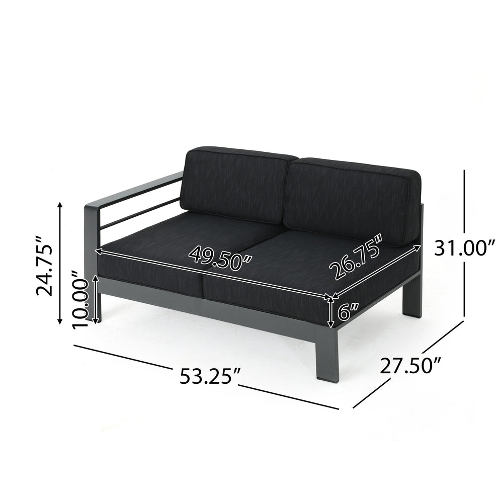 English Elm Cape Coral Outdoor Sectional Sofa Set with Aluminum Frame and Glass Top Coffee Table 57589.00GRY